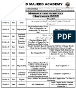 1st Year Monthly Test Schedule November 2022