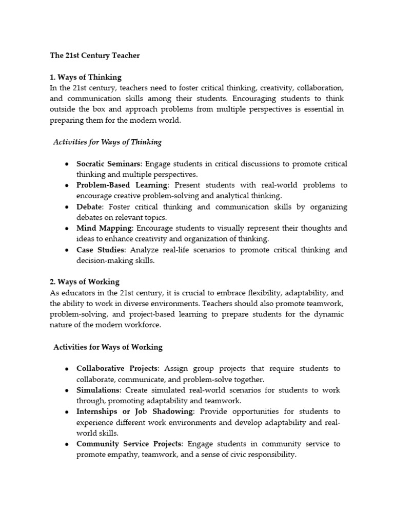 21st Century Teaching Strategies | PDF | Critical Thinking | Cognition
