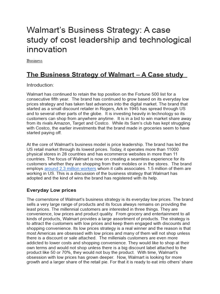 Walmart business strategy download free pdf walmart retail