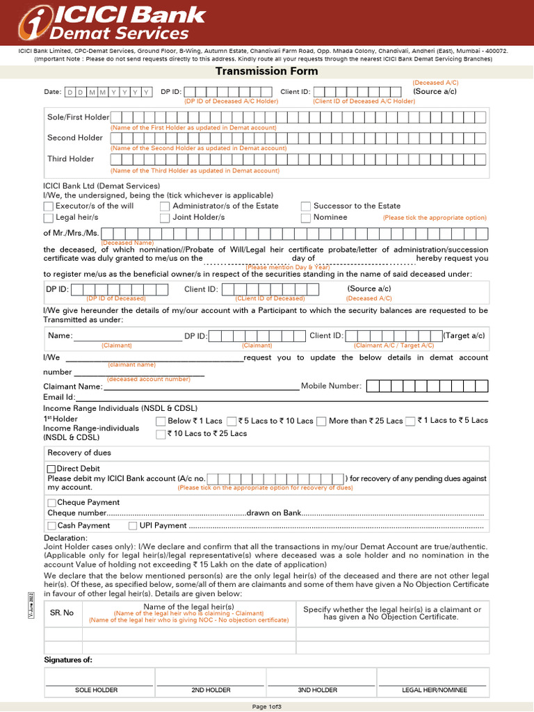 Sbi Mf Transmission Form