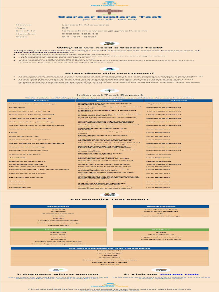 Career Explorer Test | PDF
