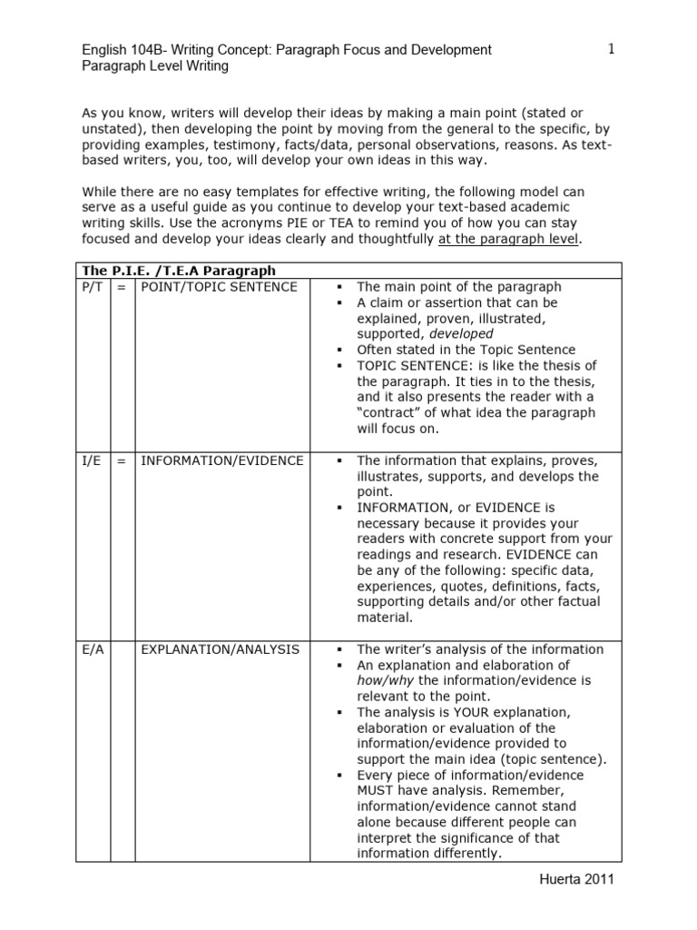 Understanding TEA Paragraph Structure | PDF | Evidence | Information