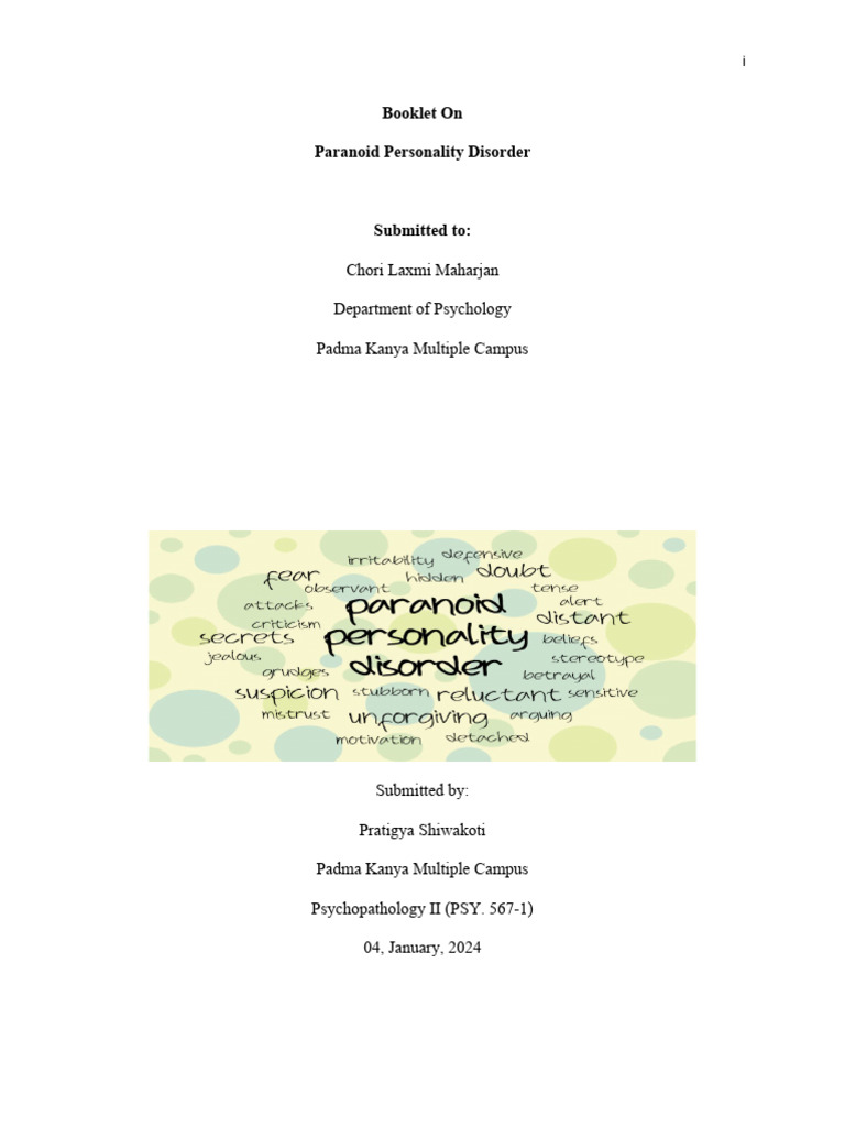Understanding Paranoid Personality Disorder | PDF | Personality ...