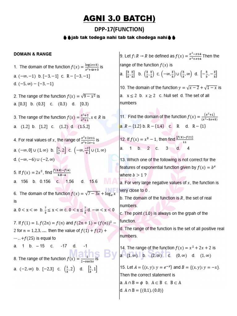 Advanced Math Functions Quiz | PDF