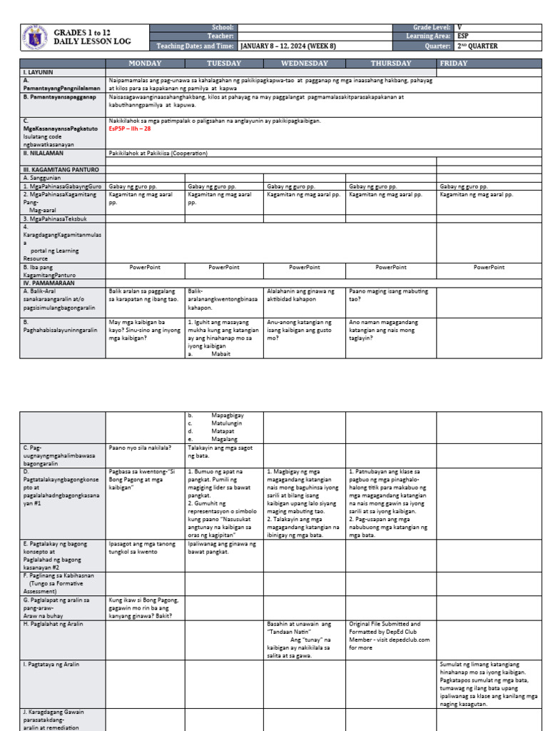 DLL - Esp 5 - Q2 - W8 | PDF