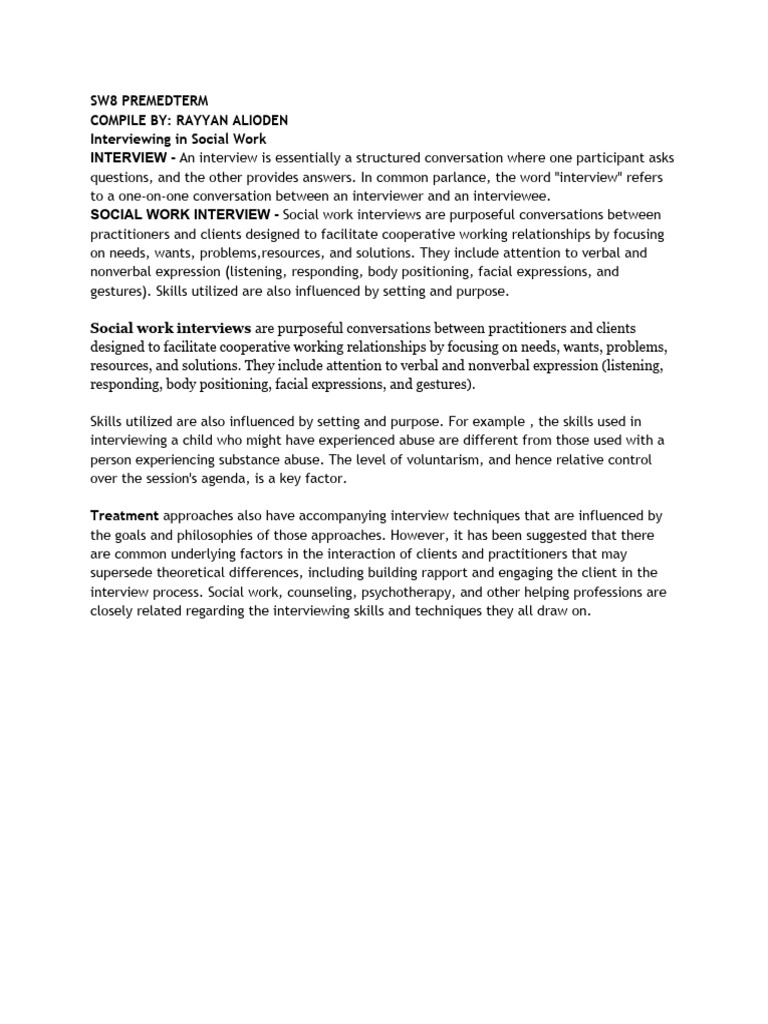 Essential Social Work Interview Techniques | PDF | Feeling | Social Work