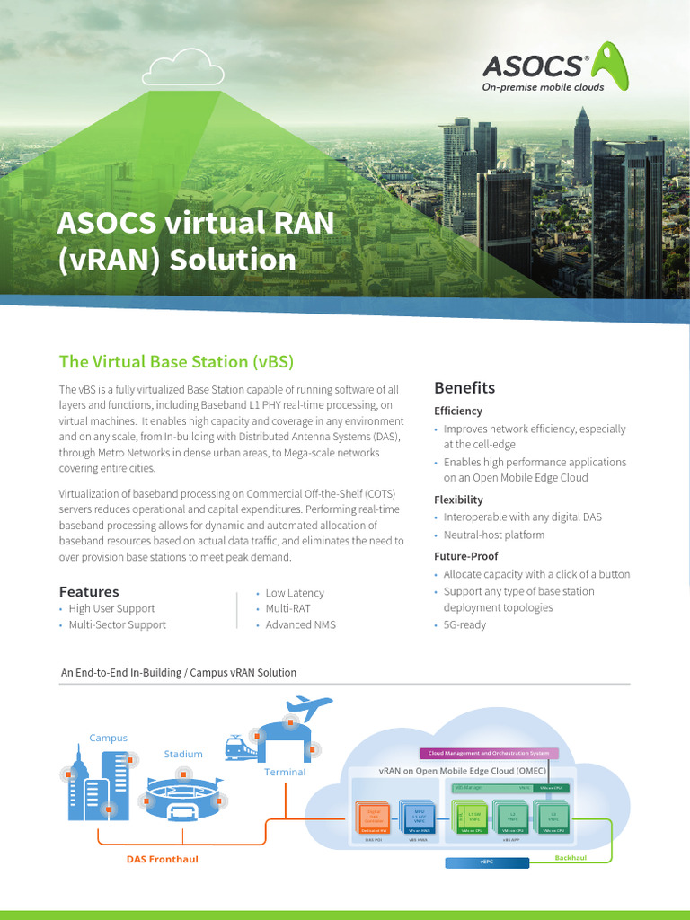 ASOCS vRAN Solution Overview | PDF | Cloud Computing | Computer Network