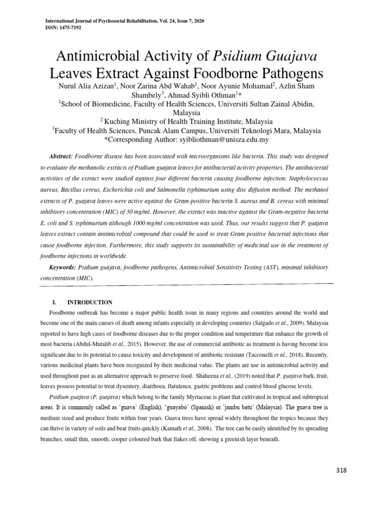 Antimicrobial Effects of Guava Leaf Extract | PDF | Self-Improvement ...