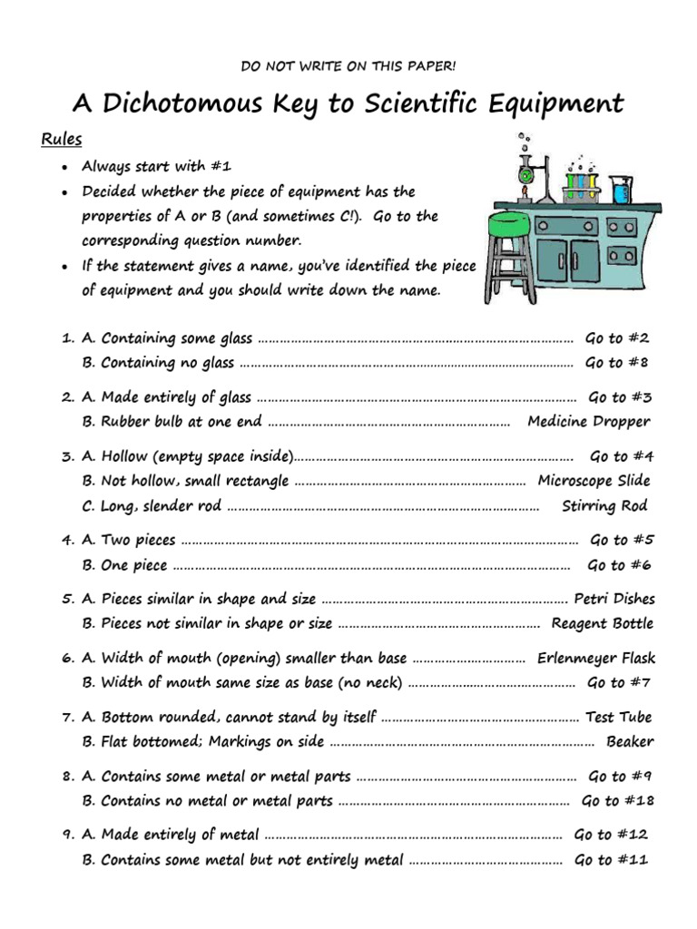 Dichotomous Key for Lab Equipment | PDF | Manufactured Goods | Equipment