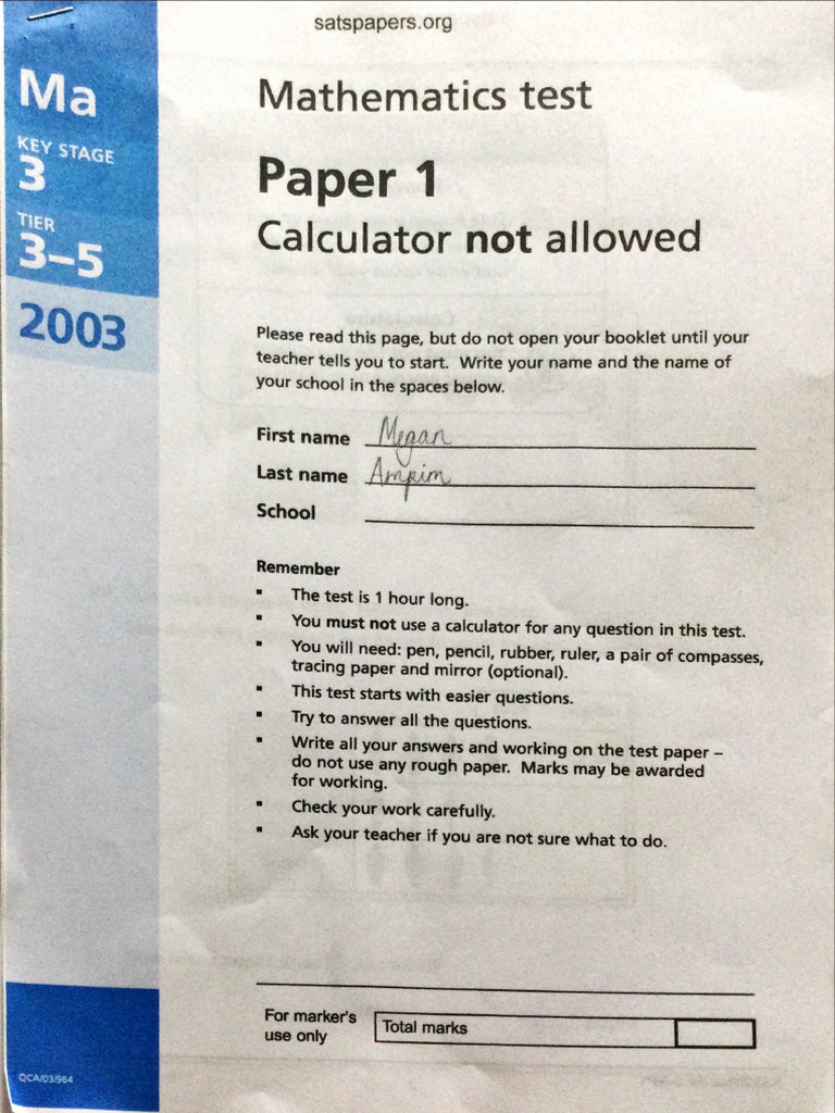 Tier 3-5 Maths Test | PDF