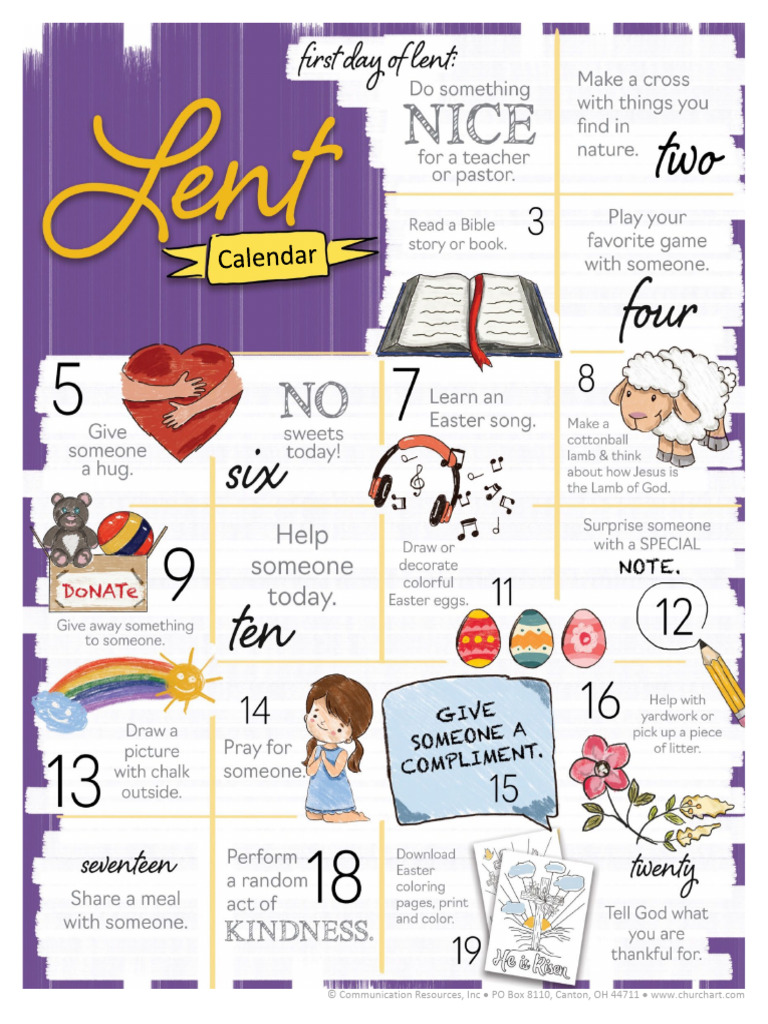 LENTCAL Printable Lent Activity Calendar Free Download 115538046