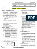 CNSA - 3º Anos - Química II - Prof. MSc. Juan Bandeira - 2 Lista de Modelos Atômicos Real Com Gabarito