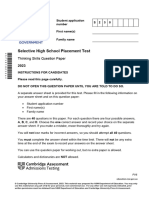 SHS 2023 Thinking Skills Practice Test Questions