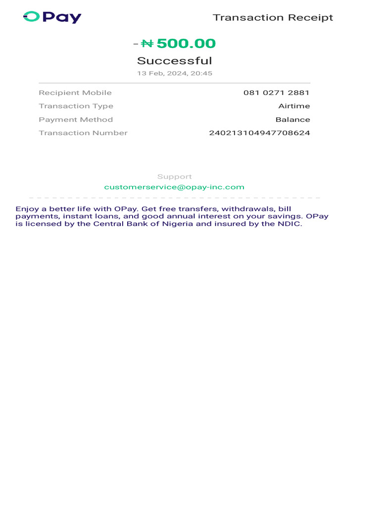 Successful: Transaction Receipt | PDF