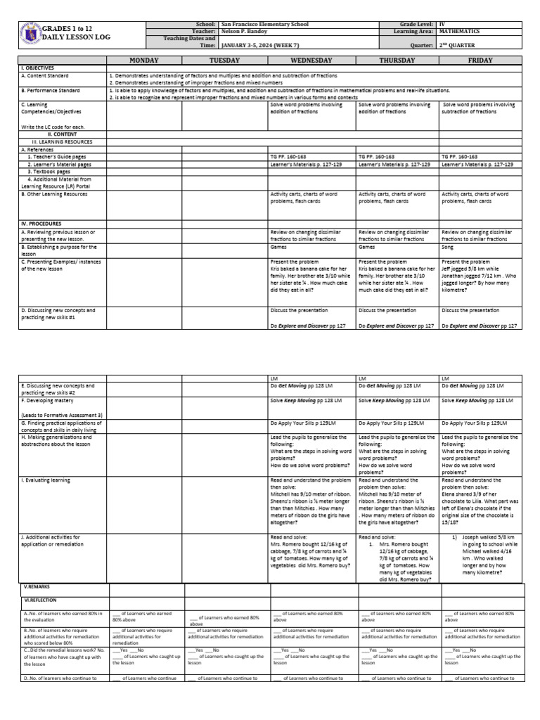 Grade 4 Math Daily Lesson Plan | PDF | Flashcard | Recycling