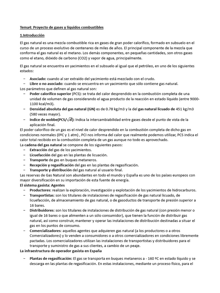 Proyecto de Gases y Líquidos Combustibles | PDF | Gas natural licuado ...
