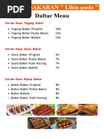 Menu Makanan Prima Rasa Bandung 2023 | PDF