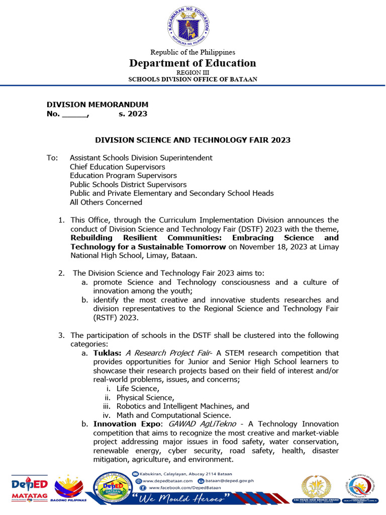 Division Science and Technology Fair 2023 | PDF