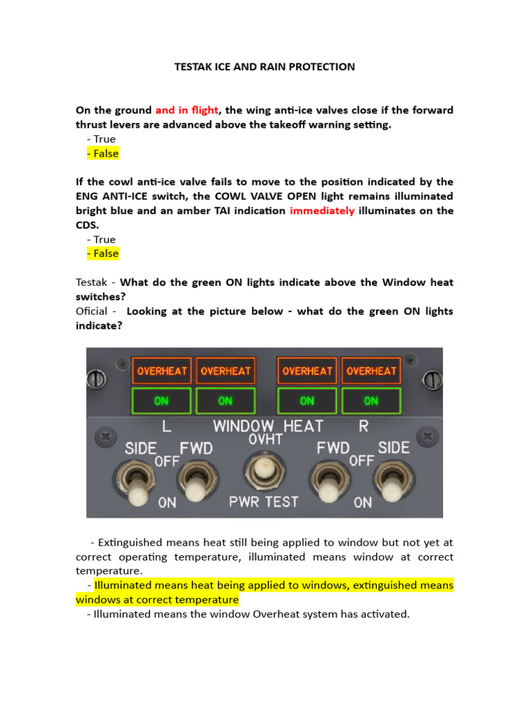 Ice and Rain Protection (Answered and Explanations) | PDF
