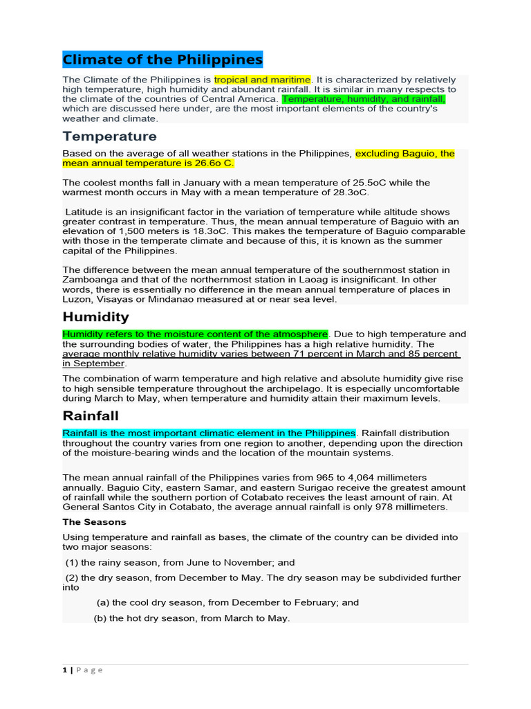 Climate in The Philippines | PDF | Science & Mathematics