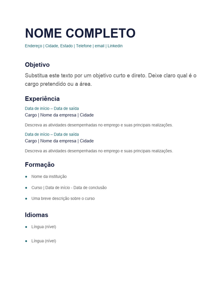 Curriculo Simples em Branco | PDF