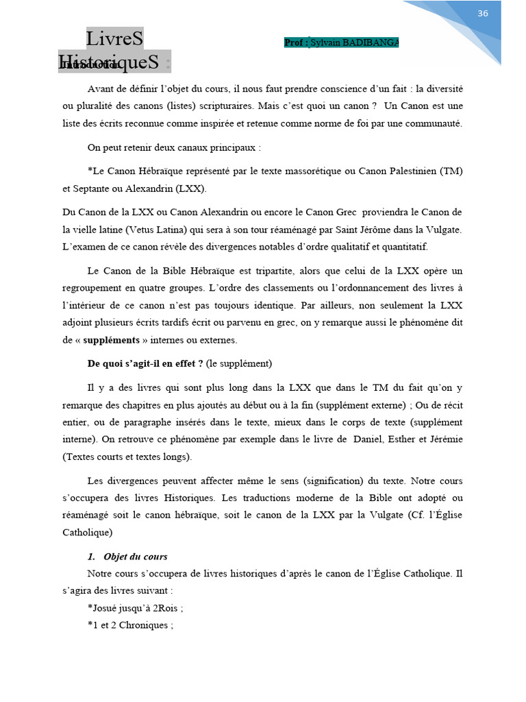 Livres Historiques de la Bible | PDF | Canaan | Livres des Rois