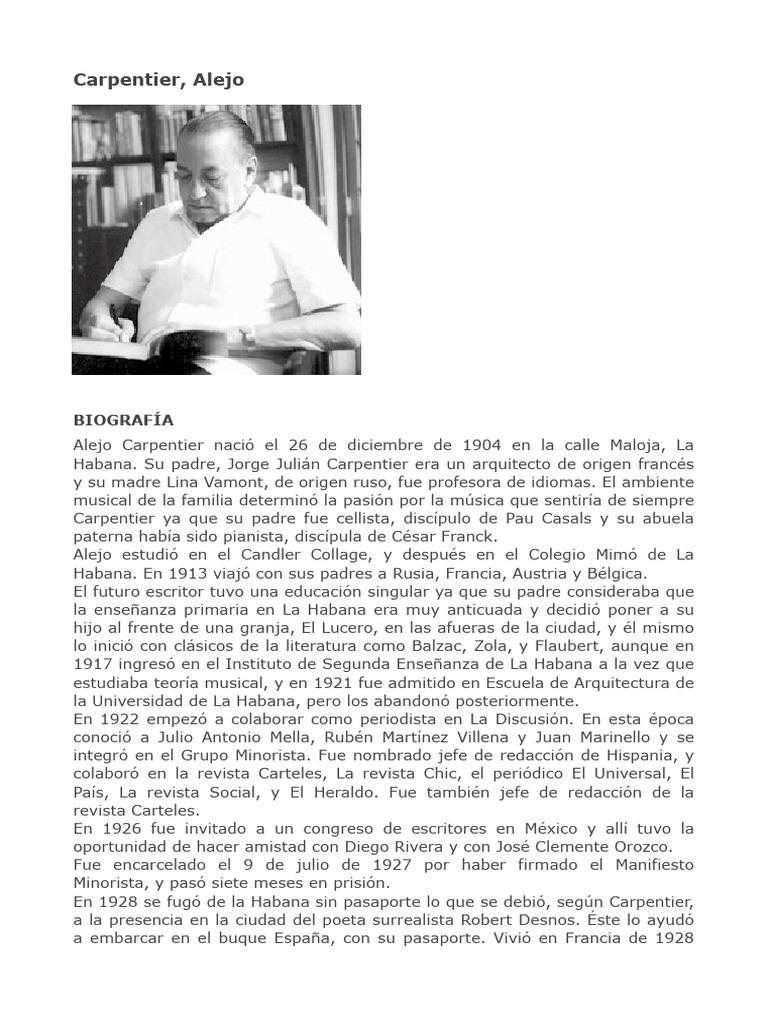 Carpentier Alejo Biografc3ada | PDF | Cuba