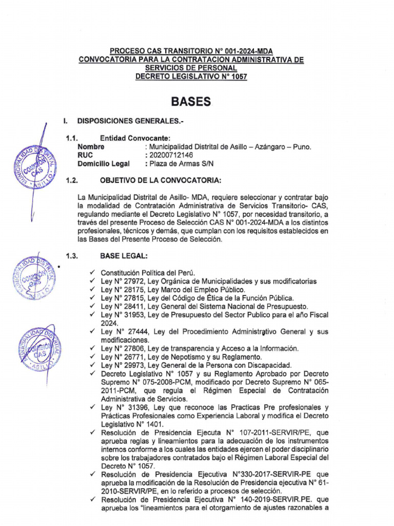 Bases Convocatoria 001 2024 Pdf