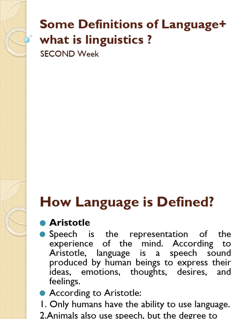 2some Definitions of Language | PDF | Linguistics | Grammar