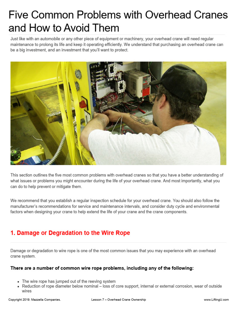 Lesson 7 - Overhead Crane Ownership | PDF | Crane (Machine) | Rope