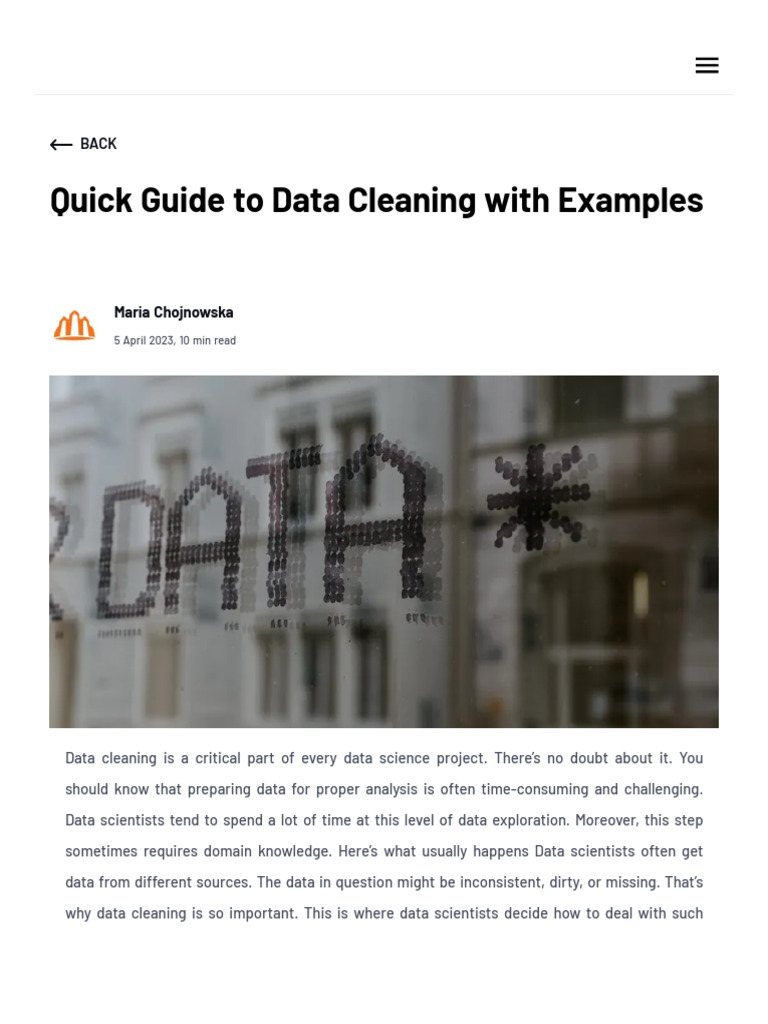 Quick Guide To Data Cleaning With Examples - Sunscrapers | PDF | Data ...