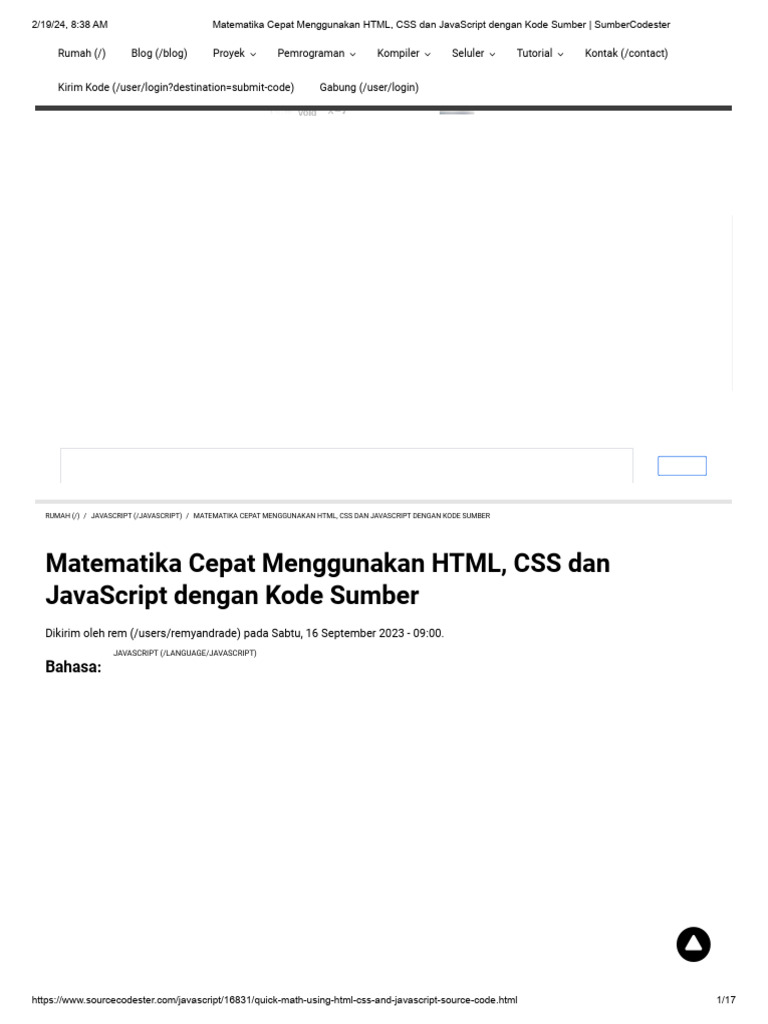 Matematika Cepat Menggunakan HTML, CSS Dan JavaScript Dengan Kode ...