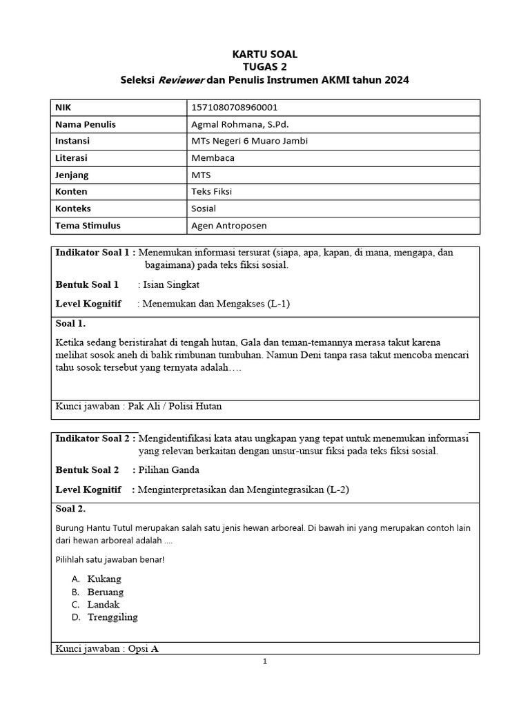Tugas 2 penulisan soal akmi agmal rohmana pdf