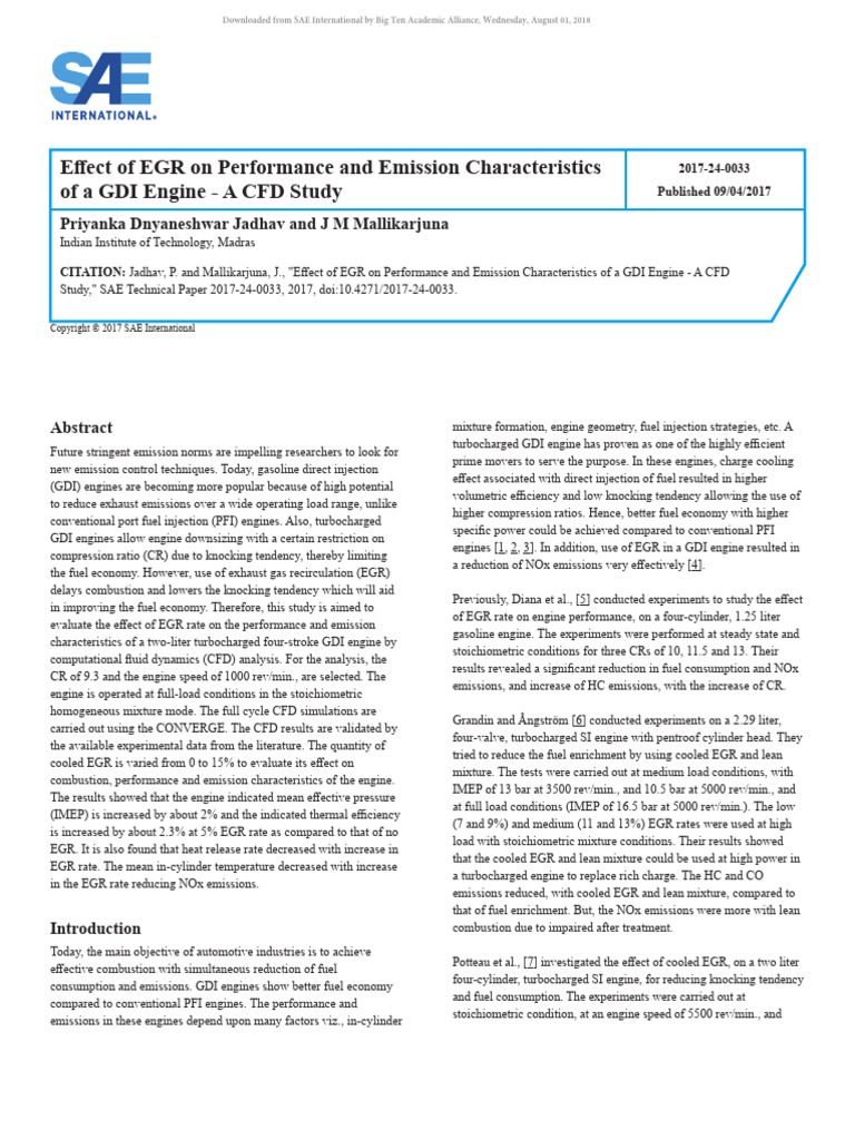 27.effect of EGR On Performance and Emission Characteristics | PDF ...