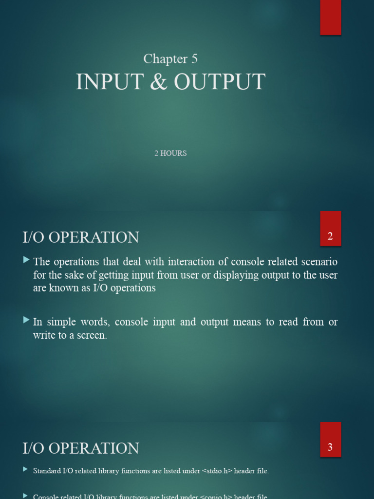 Chapter 5: Input Output Operation in C | PDF | Software Engineering ...