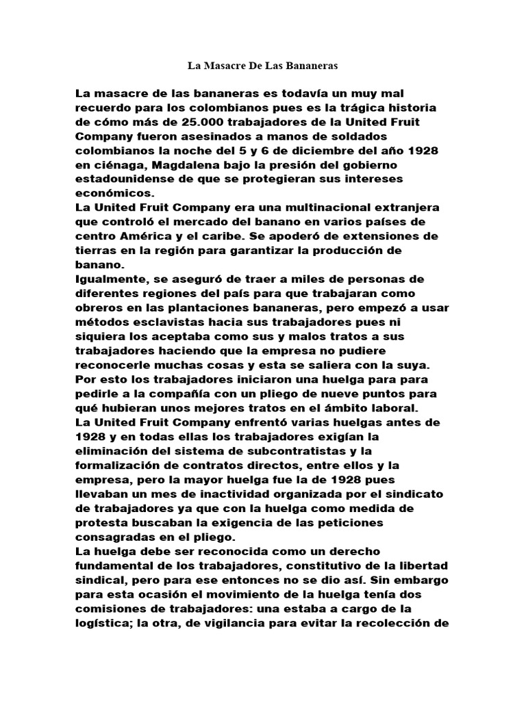 La Masacre de Las Bananeras | PDF | Conflictos