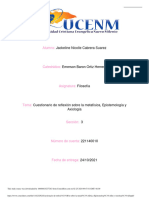 Cuestionario de Reflexi N Sobre La Metaf Sica Epistemolog A y Axiolog A PDF