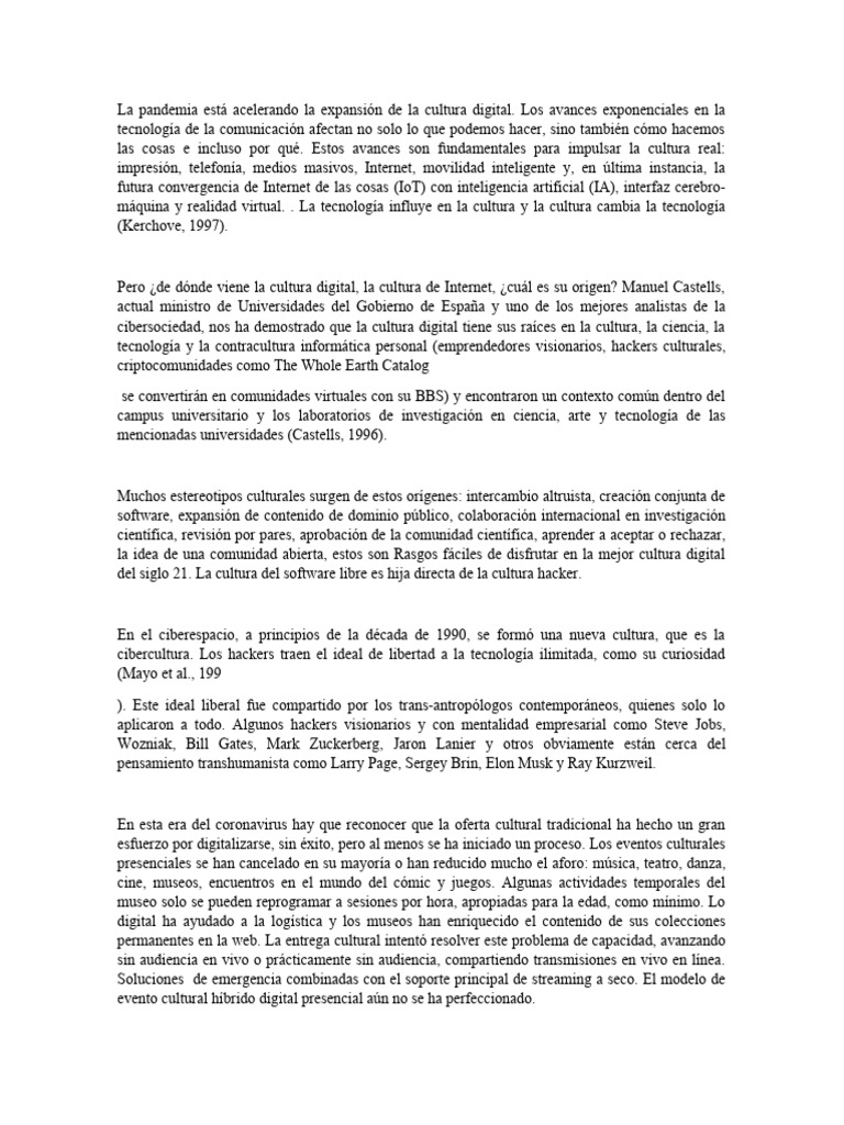 Impacto de la pandemia en la cultura digital | PDF