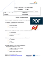 Ficha de Avaliação Português - 1P - 4ºano