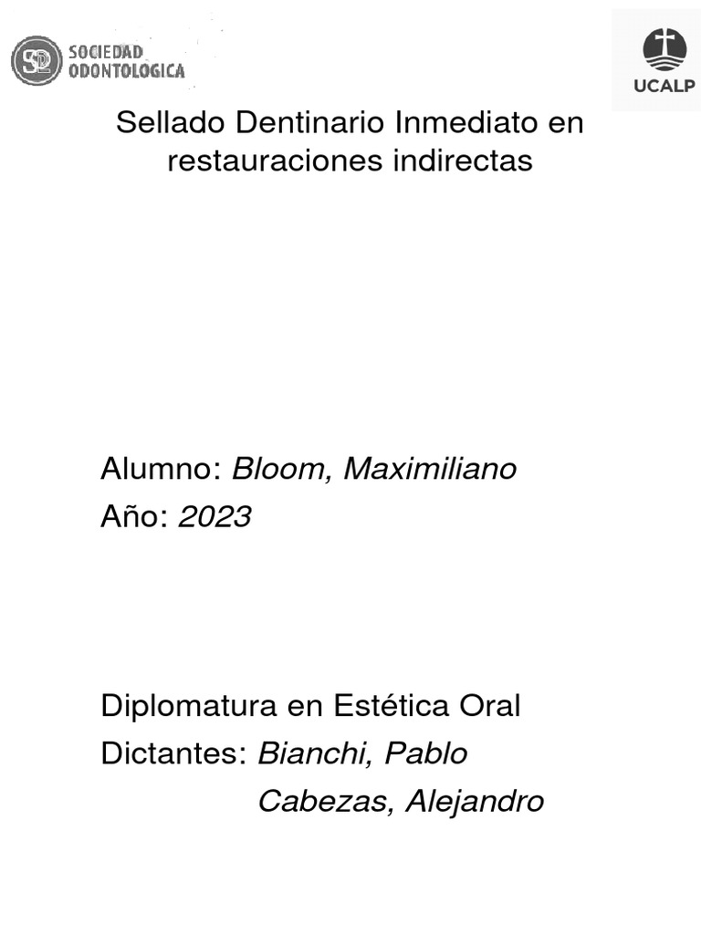Sellado Dentinario Inmediato en Odontología | PDF | Esmalte de dientes ...