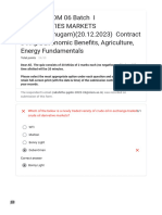 Quiz 2 - PGDM 06 Batch I COMMODITIES MARKETS (Dr.v.shunmugam) (20.12.2023) Contract Design, Economic Benefits, Agriculture, Energy Fundamentals