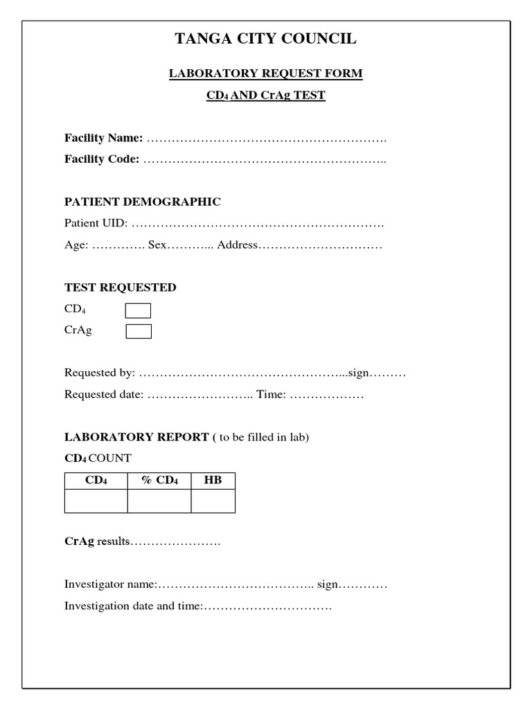 Laboratory request form pdf