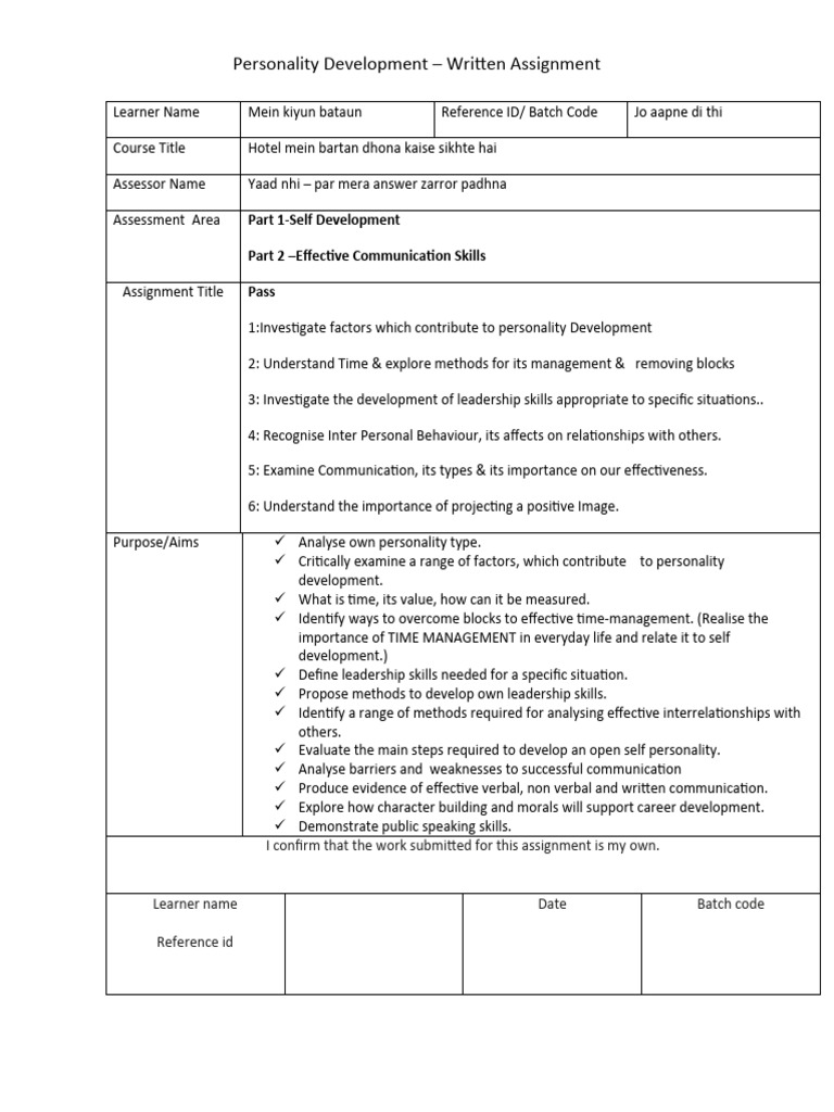 Personality Growth for Students | PDF | Leadership | Motivation