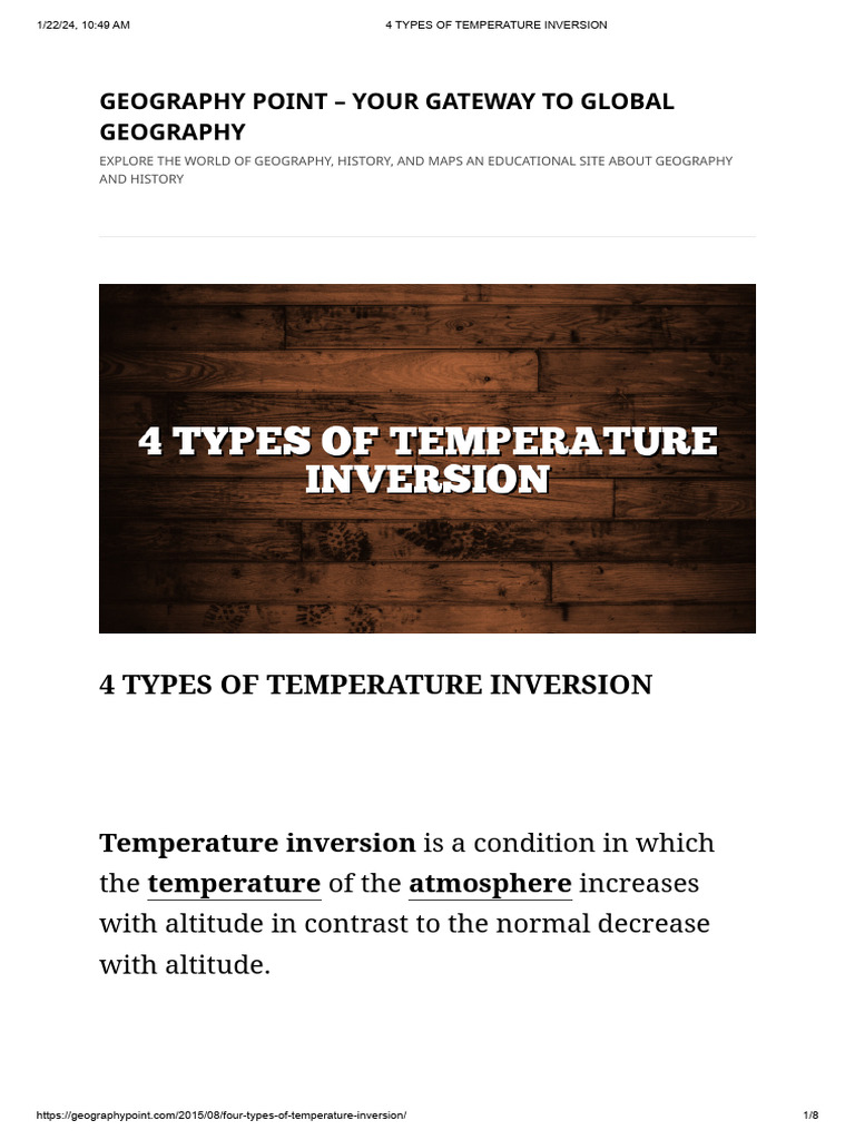 Types of Temperature Inversion Explained | PDF | Atmosphere Of Earth ...