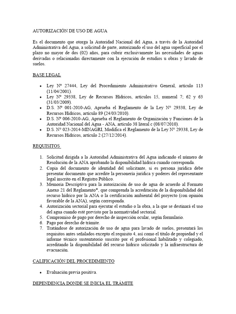 requisitos-para-licencia-de-uso-de-agua-pdf-regulaci-n-agua