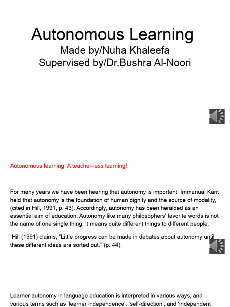 Autonomous Learning | PDF