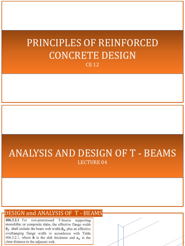 T-Beam Design and Analysis Principles | PDF | Beam (Structure) | Materials