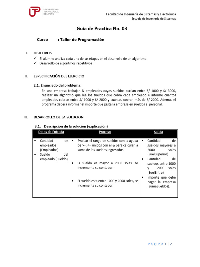 UTP Guia de Laboratorio TP Estructura Repetitiva For 03-1 | PDF ...