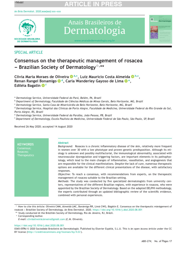 Brazilian Consensus on Rosacea Treatment | PDF | Medical Specialties ...