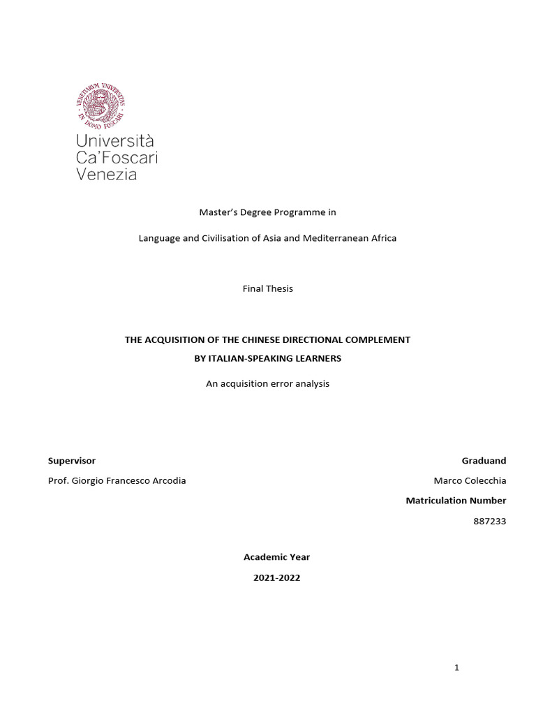 Chinese Directional Complement Acquisition | PDF | Linguistics | Word